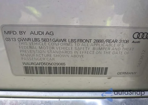 2013 Audi A8 L 3.0T z USA, uszkodzony, nr VIN WAURGAFD5DN029065